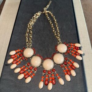 Burgundy and Burnt Orange Statement Necklace